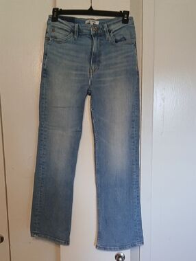 Re/Done Light Blue Denim Jeans with White Leather Patch